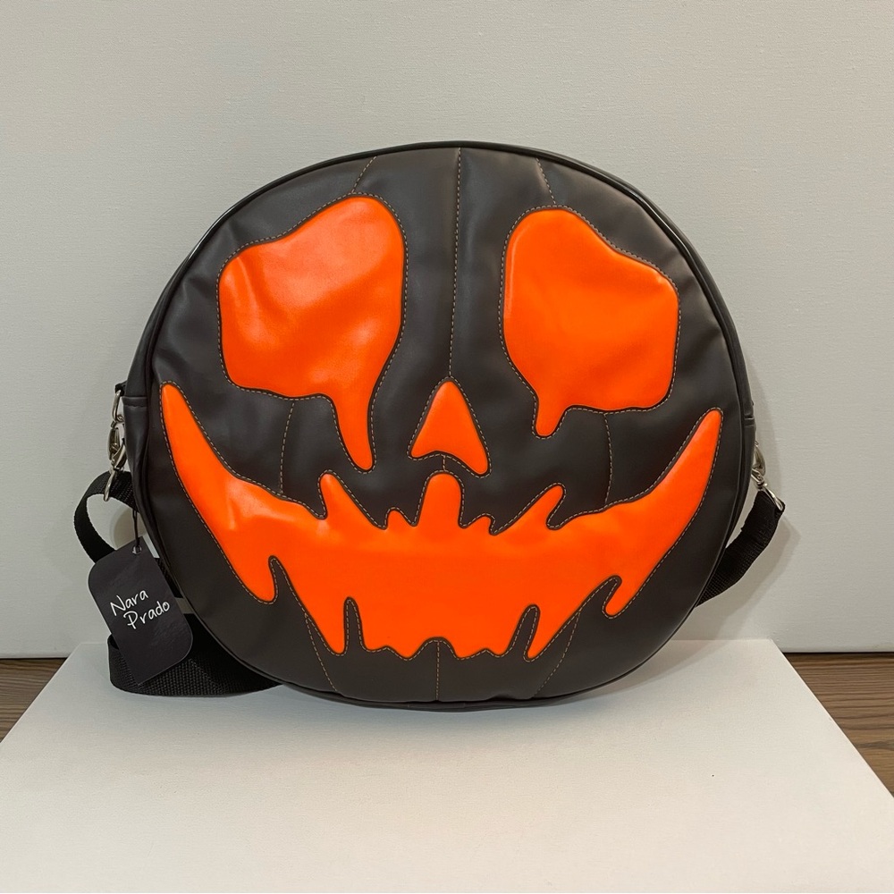 Nara Prado - Reversible Goth Halloween Pumpkin Bag Handmade Neon NWT OOAK
